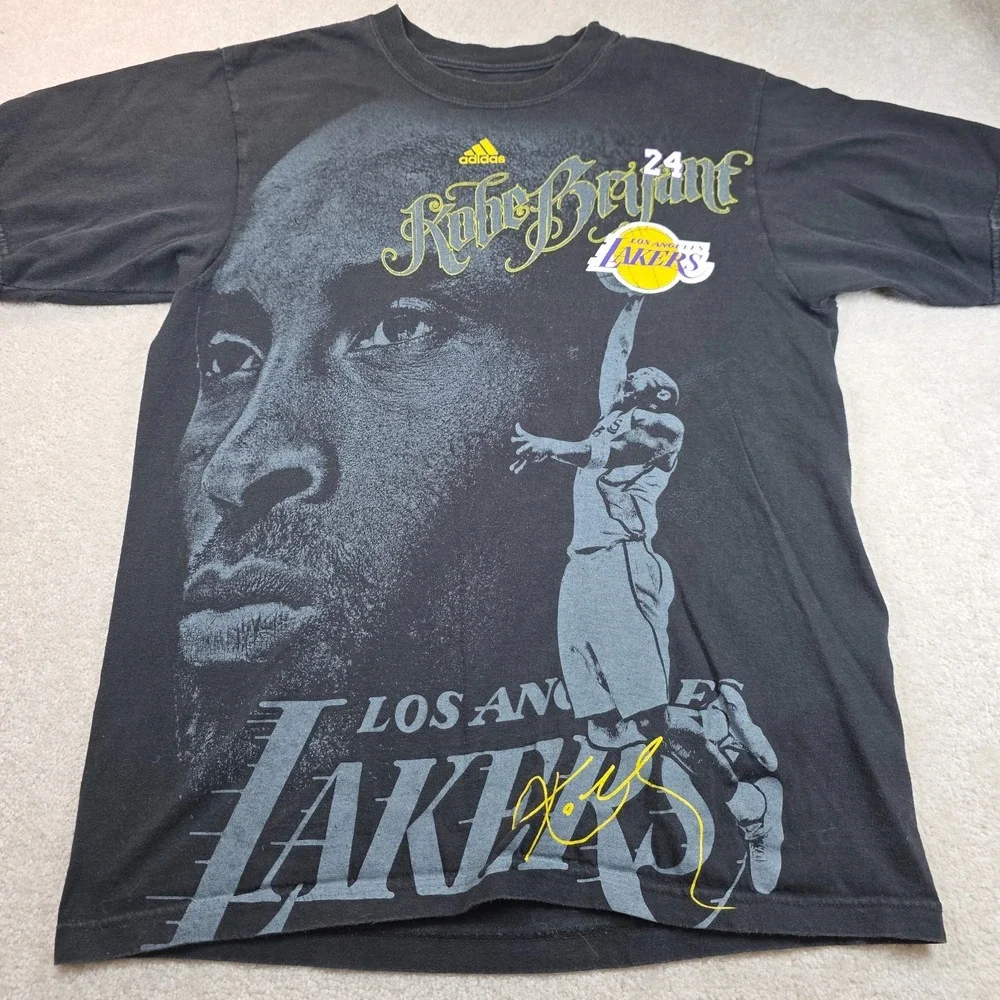 Adidas Kobe Bryant Lakers T-Shirt Mens M Black NBA Basketball Graphic Tee Cotton